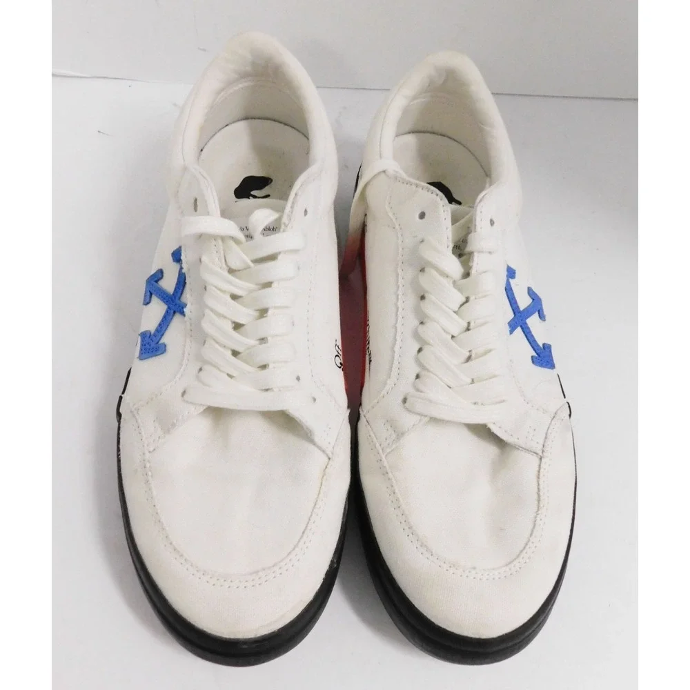 Off-White Vulcanized Men's Low Top EU 44 Lace-Up Athletic Sneakers White/Blue